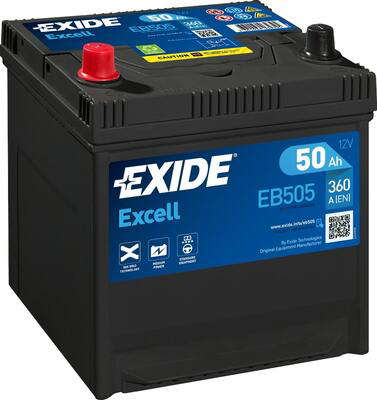 Batterie  EXIDE EXCELL EB505 12 V 50 AH + 360 AMPS EN + Gauche 200x173x222