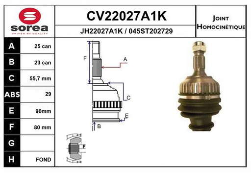 KIT CV JOINT AVEC KR084 / 405