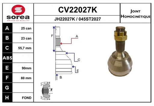 KIT CV JOINT AVEC KR084 / 405