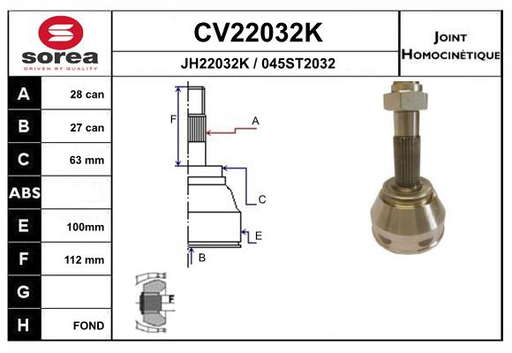 KIT CV JOINT AVEC KR015 / C-25