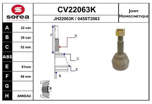 KIT CV JOINT AVEC KR054 / CORSA