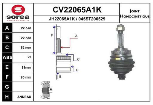 KIT CV JOINT AVEC KR050 / KADETT