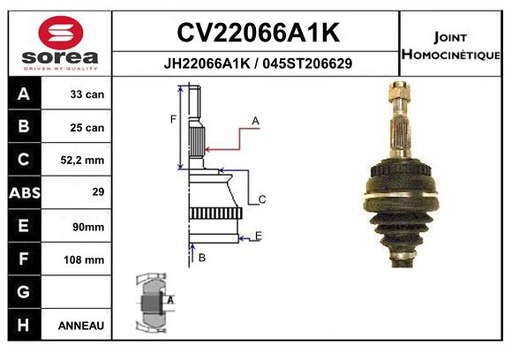 KIT CV JOINT AVEC KR053 / ASTRA