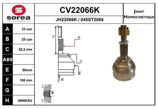KIT CV JOINT AVEC KR053 / ASTRA