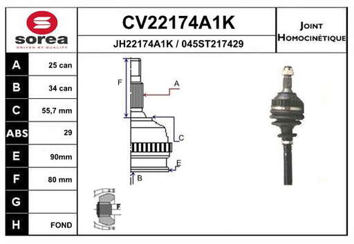 KIT CV JOINT AVEC KR084 / 306