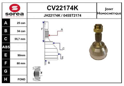 KIT CV JOINT AVEC KR084 / 306