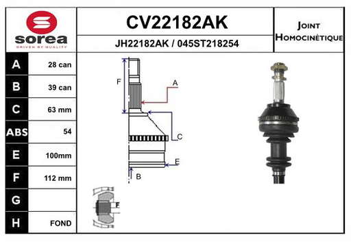 KIT CV JOINT AVEC KR015 / JUMPER