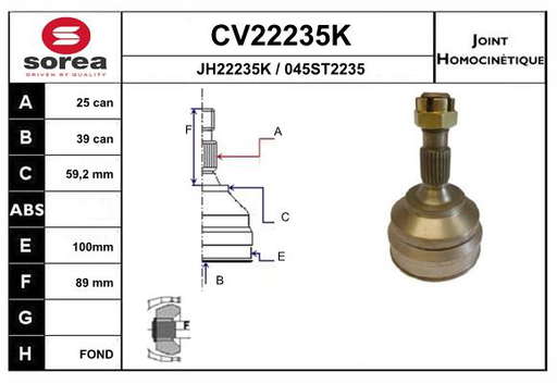 KIT CV JOINT AVEC KR085 / 406