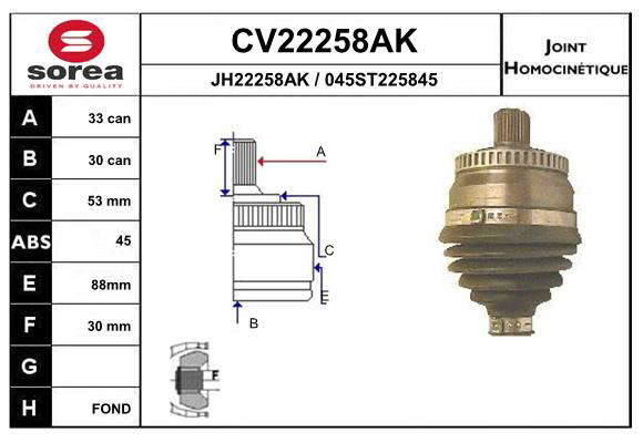 KIT CV JOINT AVEC KR089 / A4/A4 AVA