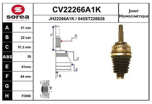 KIT CV JOINT AVEC KR083 / CLIO II