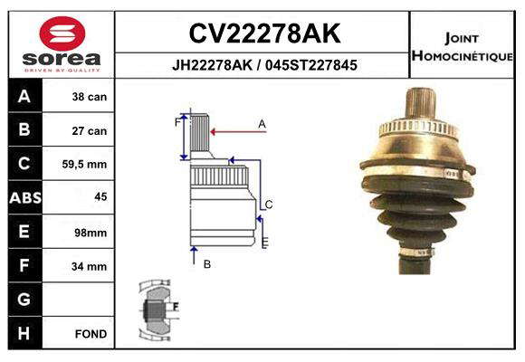 KIT CV JOINT AVEC KR129 / PASSAT