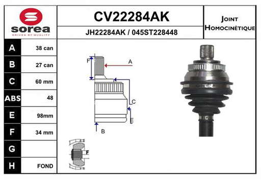 KIT CV JOINT AVEC KR129 /