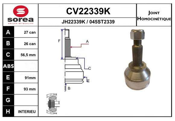 KIT CV JOINT AVEC KR026 / TRAFIC 03