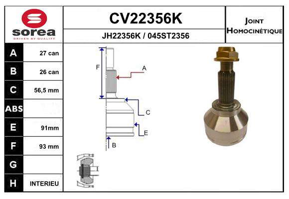 KIT CV JOINT AVEC KR089 / MONDEO 20