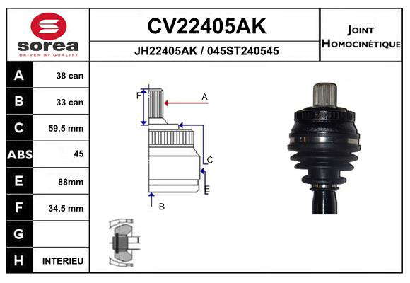 KIT CV JOINT AVEC KR089 / AUDI A4