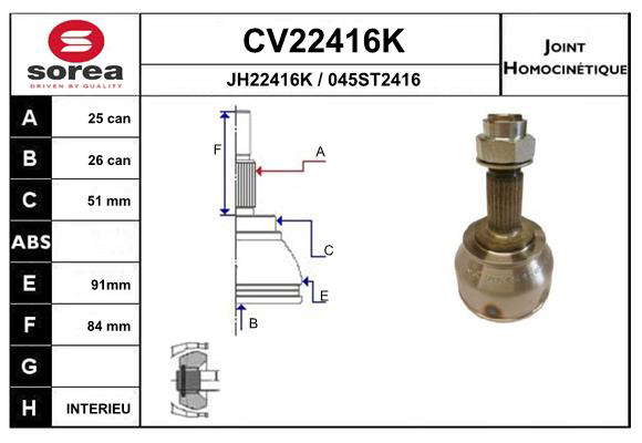 KIT CV JOINT AVEC KR129 / ALFA 147