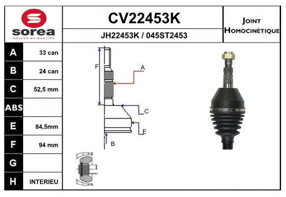 KIT CV JOINT AVEC KR078 / OPEL ASTR
