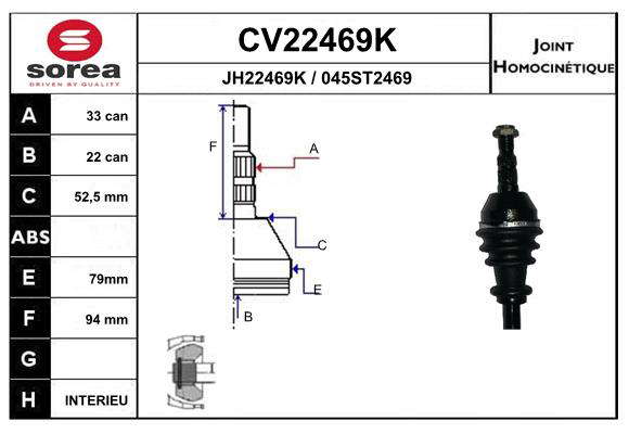 KIT CV JOINT AVEC KR078 / ASTRA H