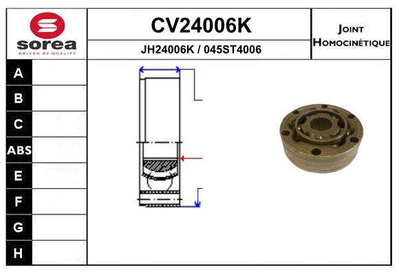 KIT CV JOINT AVEC KR052 / 80/80 AVA