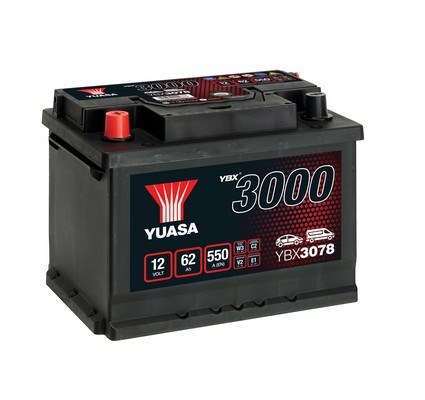 Batterie Yuasa YBX3078 conventionnelles standard 12 V 62 AH 550 AMPS L 242 l 175 H 190