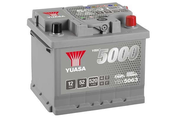 Batterie Yuasa YBX5063 conventionnelles Hautes performances 12 V 52 AH 520 AMPS L 208 l 175 H 175
