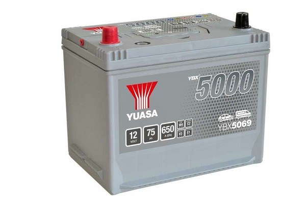 Batterie Yuasa  YBX5069 conventionnelles Hautes performances 12 V 75 AH 650 AMPS L 269 l 174 H 223