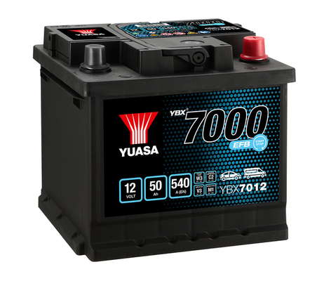 Batterie Yuasa YBX7012 EFB Start-Stop 12 V 50 AH 540 AMPS L 207 l 175 H 190