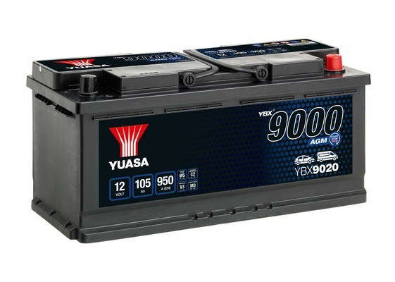 Batterie Yuasa YBX9020 AGM Start-Stop PLUS 12 V 105 AH 950 AMPS L 393 l 175 H 190