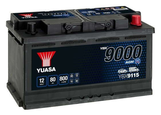 Batterie Yuasa YBX9115 AGM Start-Stop PLUS 12 V 80 AH 800 AMPS L 317 l 175 H 190
