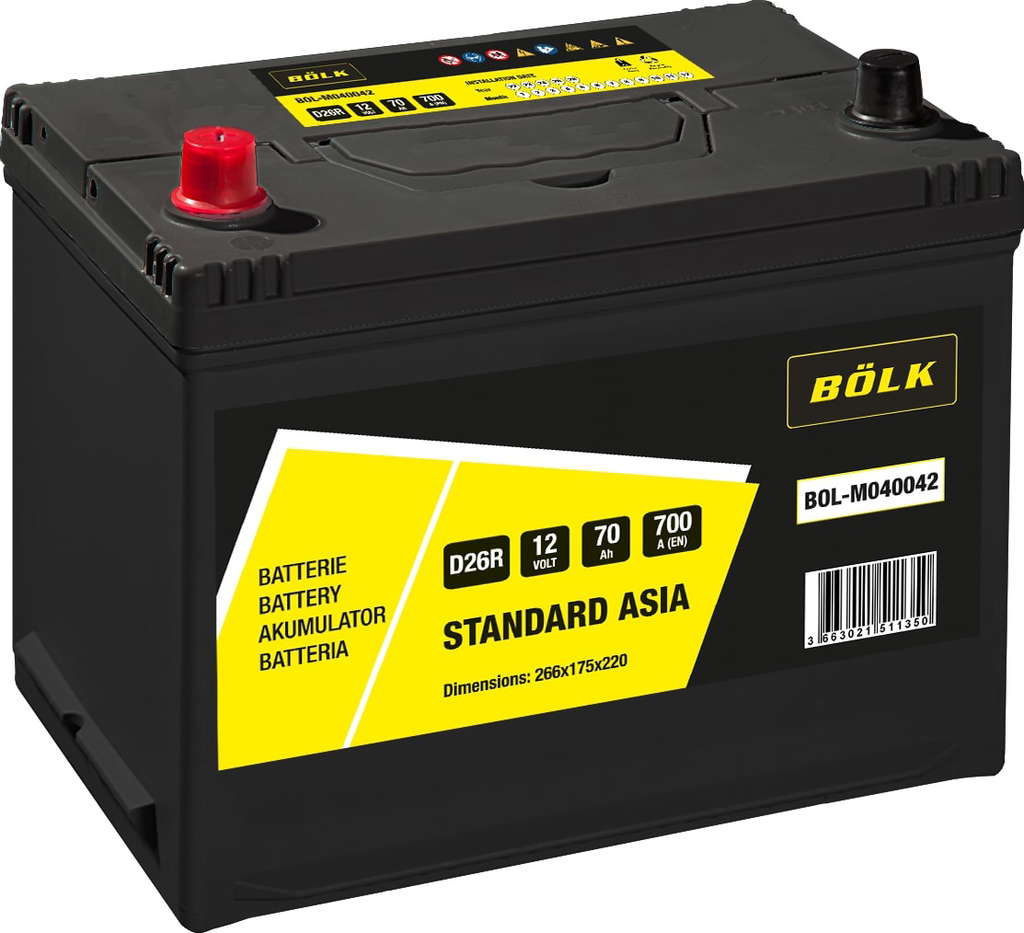 Batterie  BOLK  PLUS BOL-M040042 D26R 70 AH 700 AMPS EN  + GAUCHE